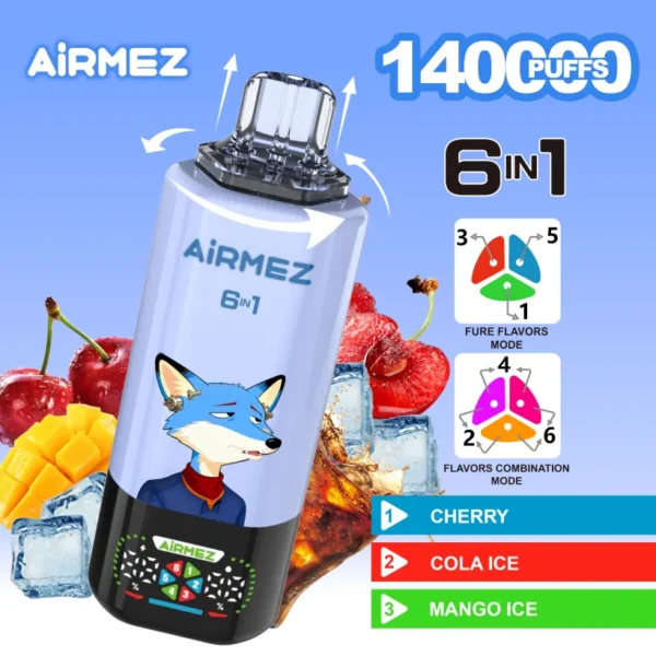 Airmez 140k Caladas Vape Desechable 6 en 1 Venta al por Mayor 3-7 Días Laborales Envío Almacén UE