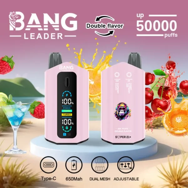 Bang Leader 50k Puffs 2 en 1 Doble Sabores Mejor Vape Desechable 50000 Envío Gratis