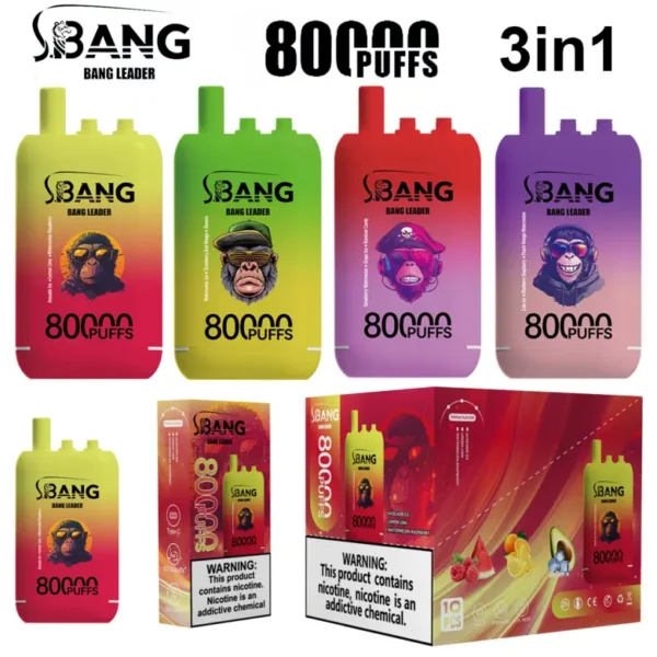 Bang Leader 80k Puffs 3 en 1 Triple Sabores Vape Desechable Venta al por Mayor Envío Gratis