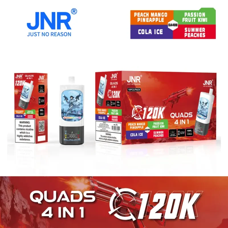 Puff JNR 120K Quads 120000 Caladas Vape Desechable 4 en 1 Tienda de Vapeo Venta al por Mayor Envío Gratis