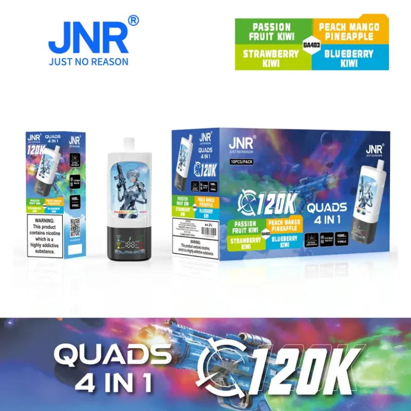Puff JNR 120K Quads 120000 Caladas Vape Desechable 4 en 1 Tienda de Vapeo Venta al por Mayor Envío Gratis