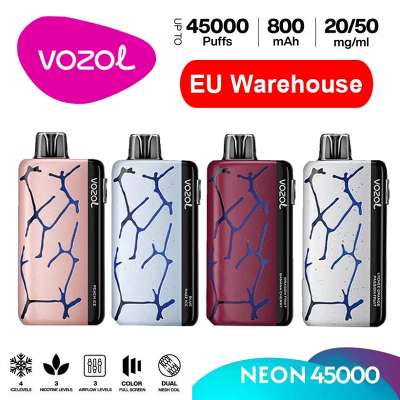 Vozol Neon 45000 Caladas 45K Vape Desechable con Control de Hielo Almacén UE