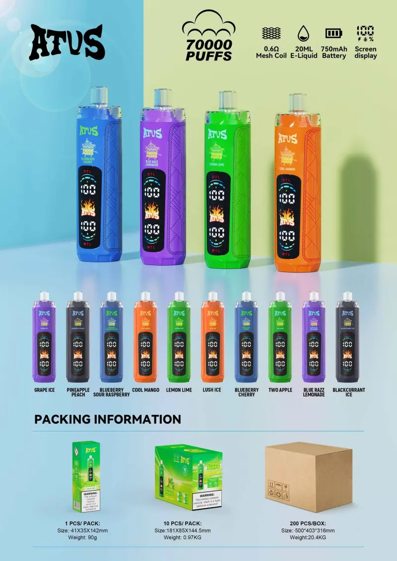 ATVS 70k Puffs 70000 Mejor Vape Desechable con Envío Gratis