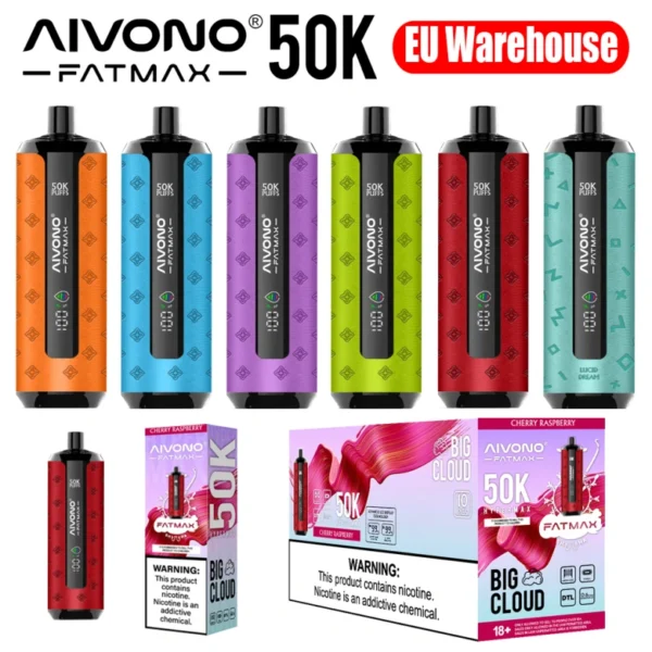 Almacén UE Aivono Fatmax 50k Puffs 50000 Shisha Vape Desechable Nube Grande