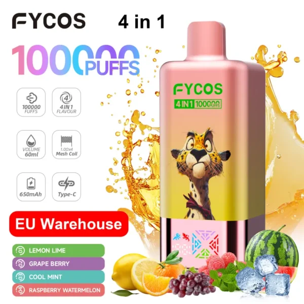 Fycos 100k Puffs 4 en 1 Mejor Vape Desechable Envío Gratis 3 a 7 Días Laborables Almacén UE
