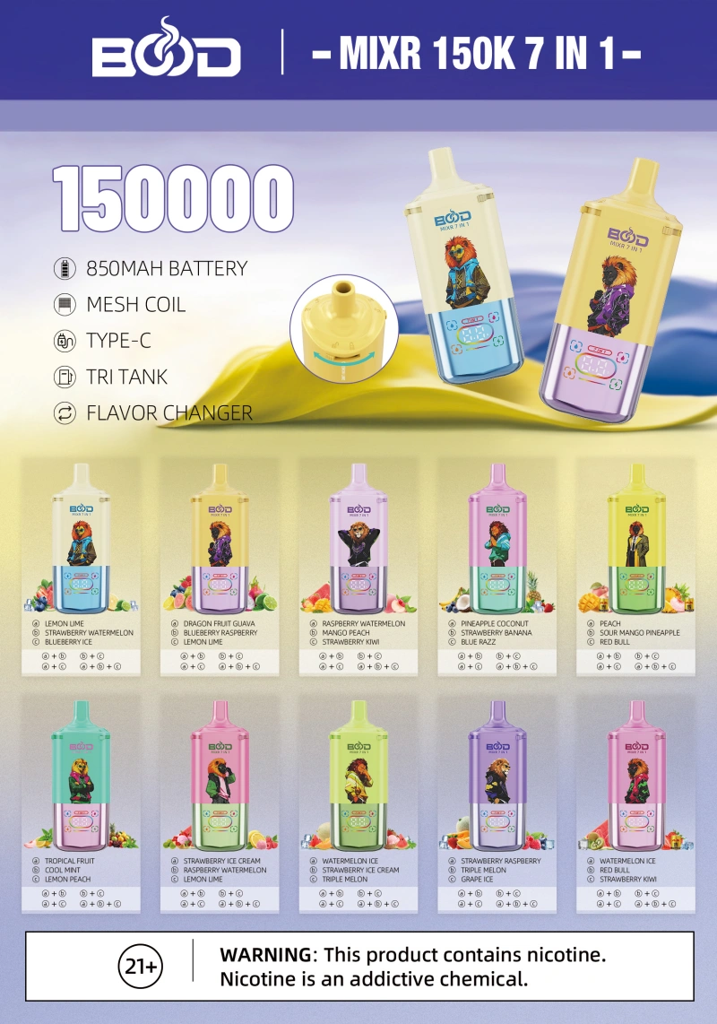 BOOD 150K Caladas MIXR 7 En 1 Sabores Vape Desechable Venta Al Por Mayor Envío Gratis