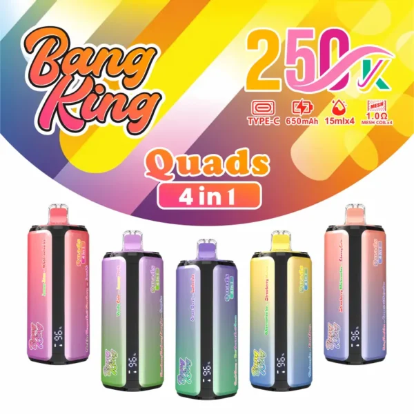 Bang King 250k Caladas 4 en 1 Quads Vape Desechable 250000 Envío Gratis Desde Almacén en China