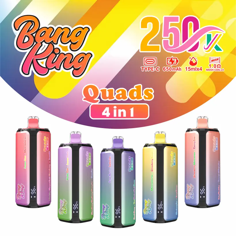 Bang King 250k Caladas 4 en 1 Quads Vape Desechable 250000 Envío Gratis Desde Almacén en China 1 Bang King 250k Caladas 4 en 1 Quads Vape Desechable 250000 Envío Gratis Desde Almacén en China