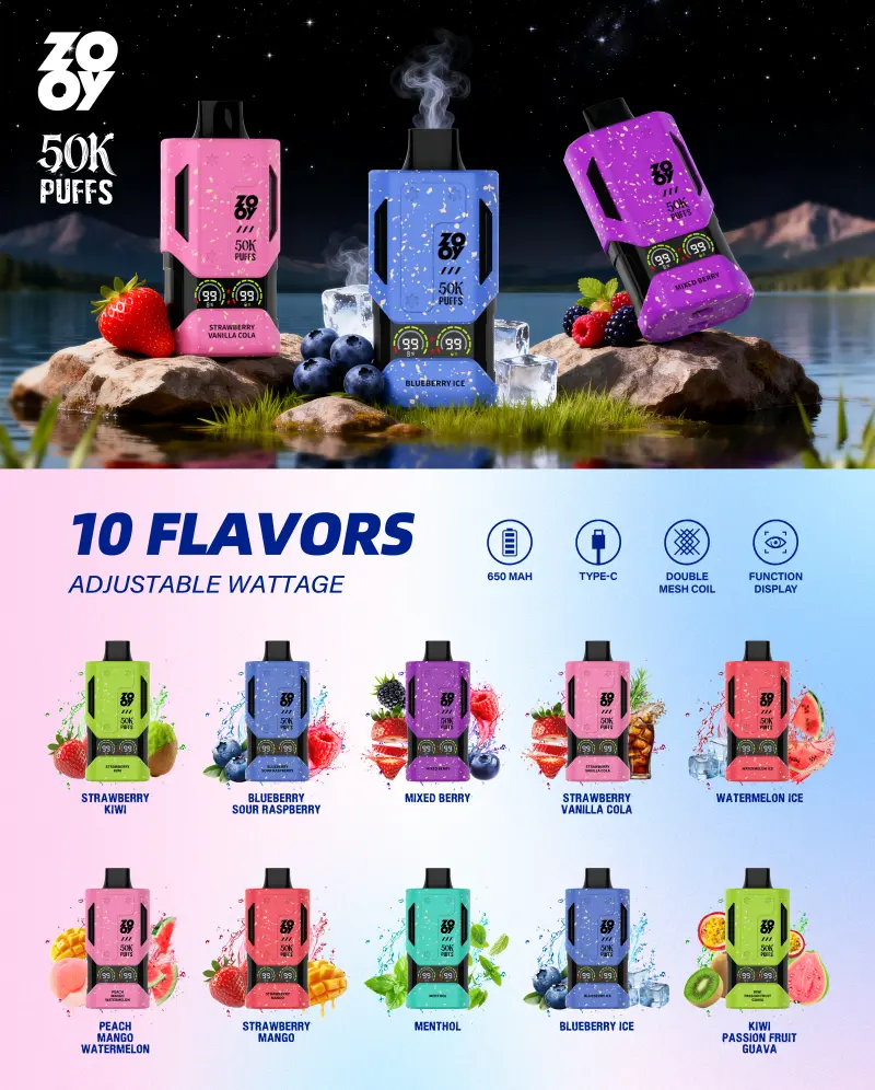 EU Vape ZOOY 50000 Puffs 50k Pantalla Mejor Cigarrillo Electrónico Desechable Envío Gratis