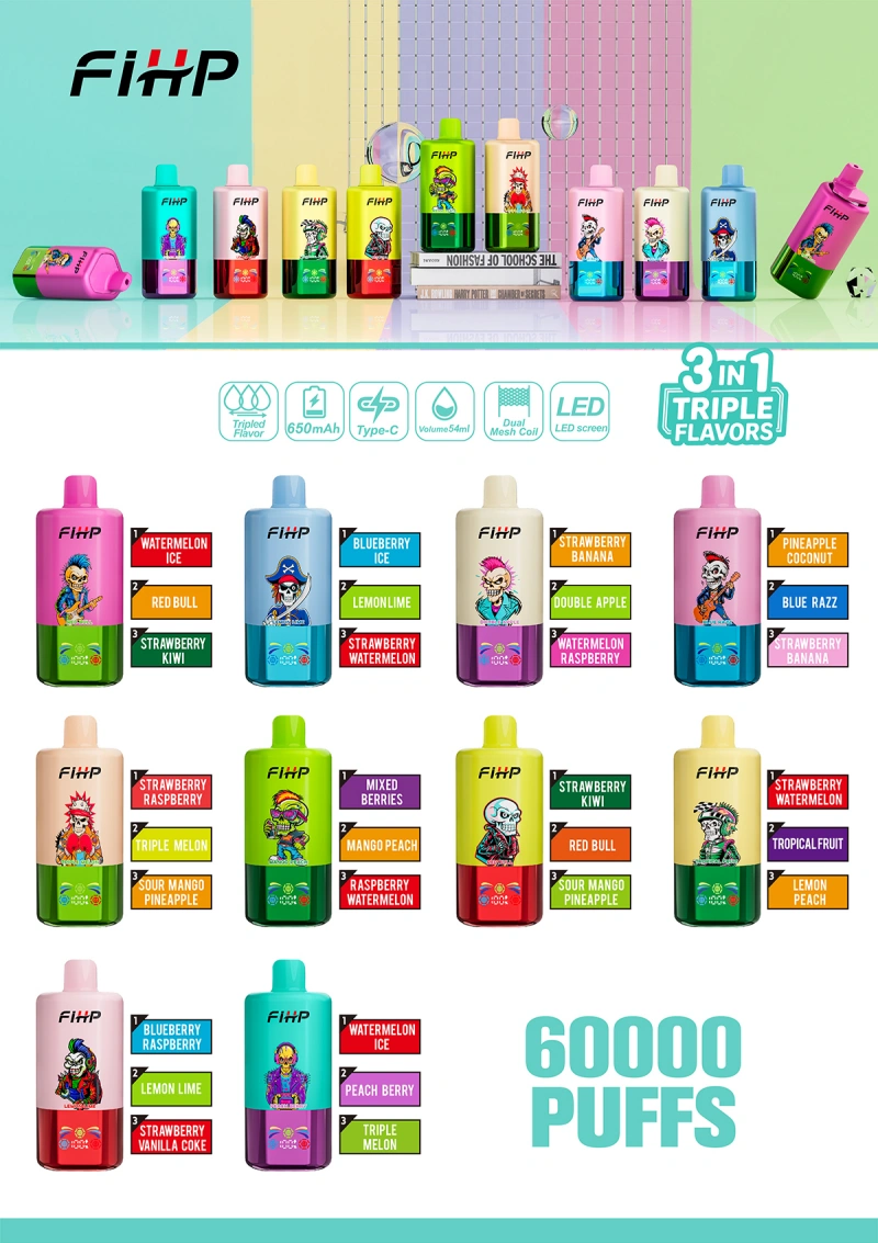 FIHP 60k Caladas 3 en 1 Vape Desechable Triple Sabores 60000 Almacén UE 16 FIHP 60k Caladas 3 en 1 Vape Desechable Triple Sabores 60000 Almacén UE