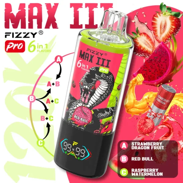 Fizzy 120k Puffs 6 en 1 Max III Pro Mejor Vape Desechable 120000 Envío Gratis Almacén UE