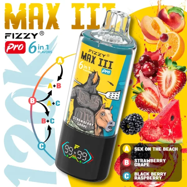 Fizzy 120k Puffs 6 en 1 Max III Pro Mejor Vape Desechable 120000 Envío Gratis Almacén UE
