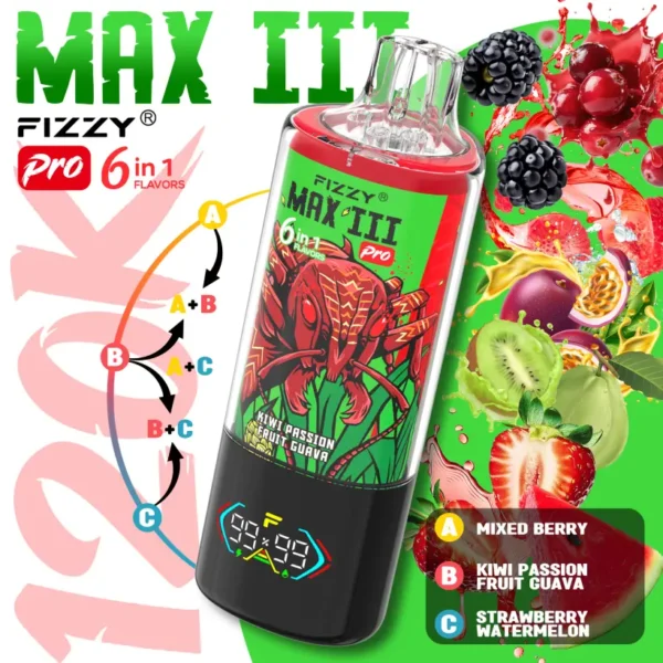 Fizzy 120k Puffs 6 en 1 Max III Pro Mejor Vape Desechable 120000 Envío Gratis Almacén UE