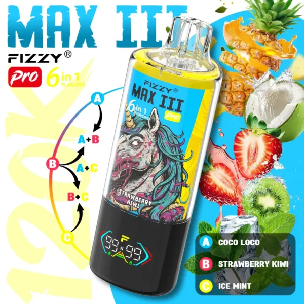 Fizzy 120k Puffs 6 en 1 Max III Pro Mejor Vape Desechable 120000 Envío Gratis Almacén UE
