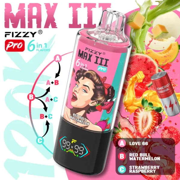 Fizzy 120k Puffs 6 en 1 Max III Pro Mejor Vape Desechable 120000 Envío Gratis Almacén UE
