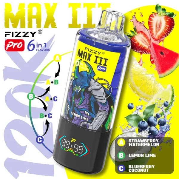 Fizzy 120k Puffs 6 en 1 Max III Pro Mejor Vape Desechable 120000 Envío Gratis Almacén UE