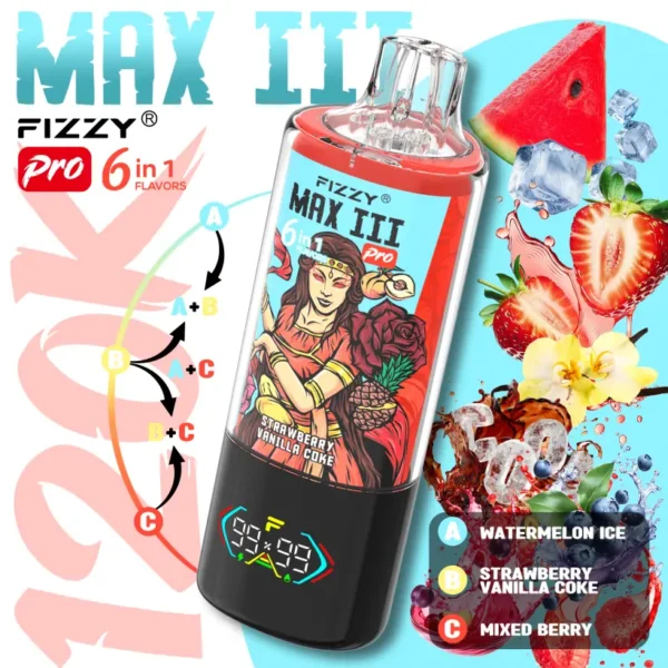 Fizzy 120k Puffs 6 en 1 Max III Pro Mejor Vape Desechable 120000 Envío Gratis Almacén UE