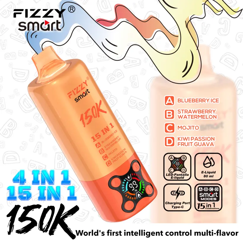Fizzy 150k Caladas 15 en 1 Sabores Vape Desechable 150000 Envío Gratis Desde Almacén UE 4 Fizzy 150k Caladas 15 en 1 Sabores Vape Desechable 150000 Envío Gratis Desde Almacén UE