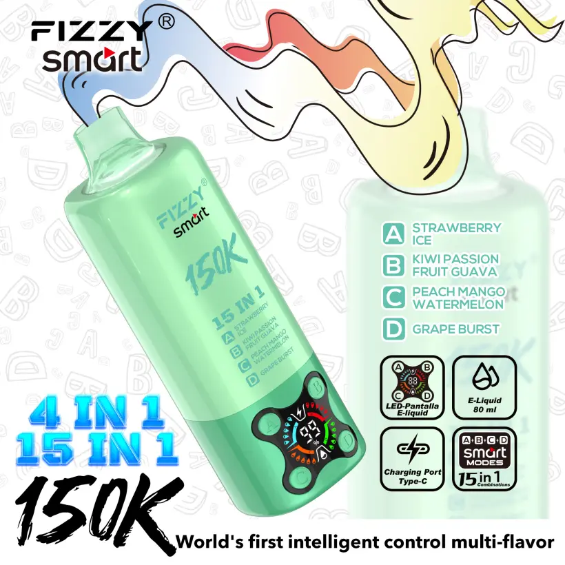 Fizzy 150k Caladas 15 en 1 Sabores Vape Desechable 150000 Envío Gratis Desde Almacén UE 3 Fizzy 150k Caladas 15 en 1 Sabores Vape Desechable 150000 Envío Gratis Desde Almacén UE