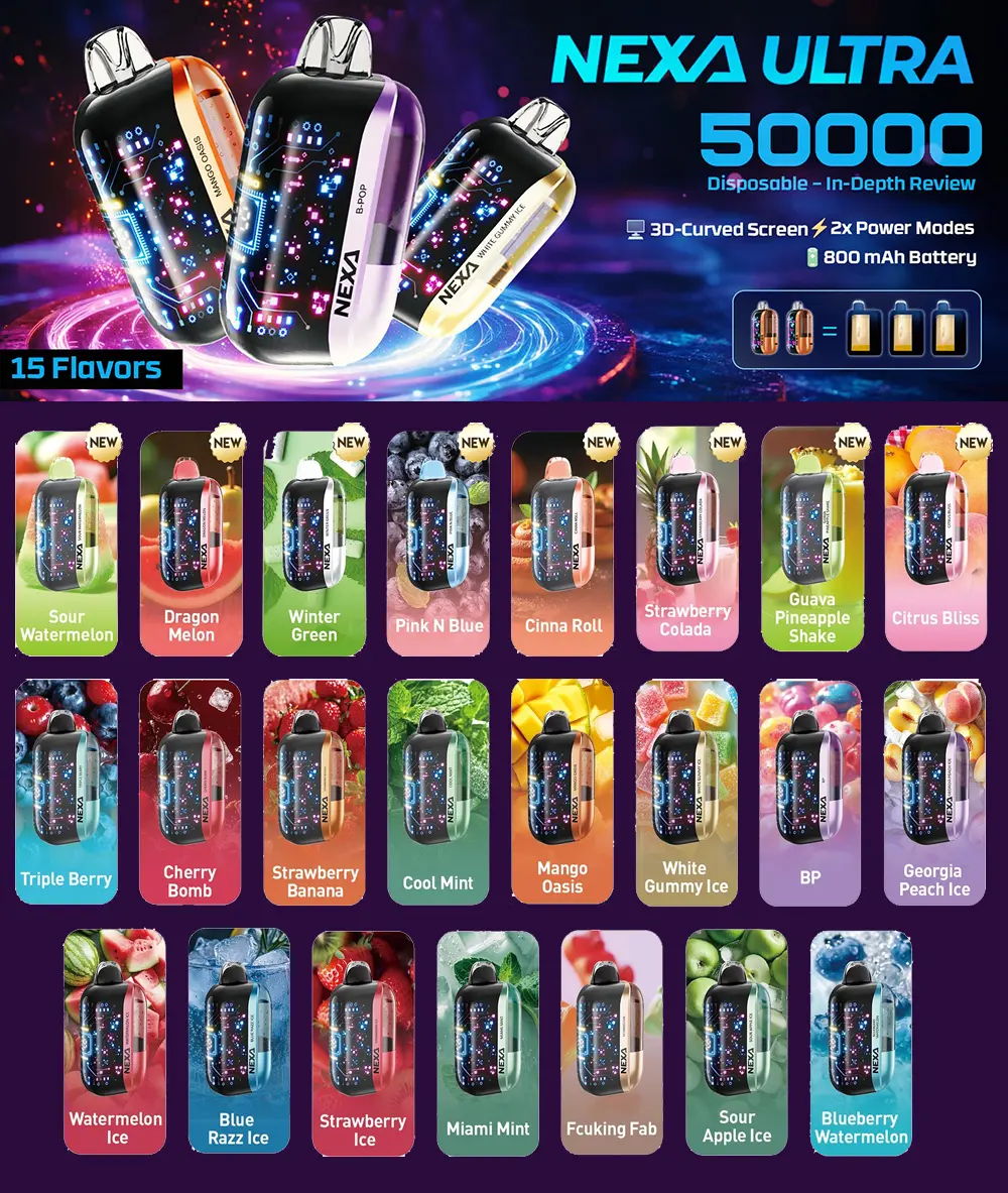 NEXA 50k Puffs Utral 50000 Crystal Vape Desechable con 20mg Nicotina Envío Gratis