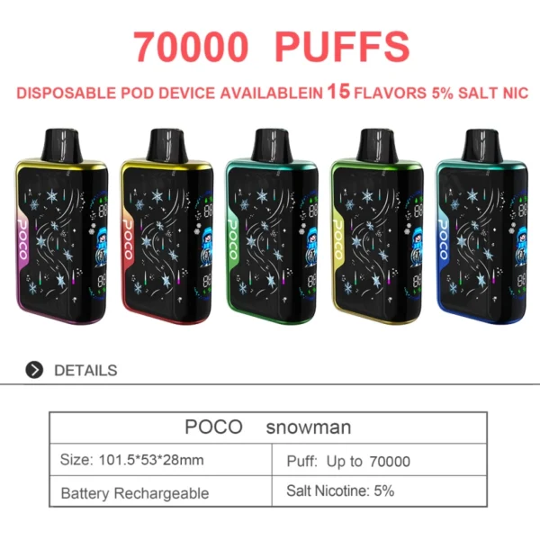 POCO 70000 Caladas 70k Snowman Ice Control Vape Desechable Envío Gratis Almacén UE