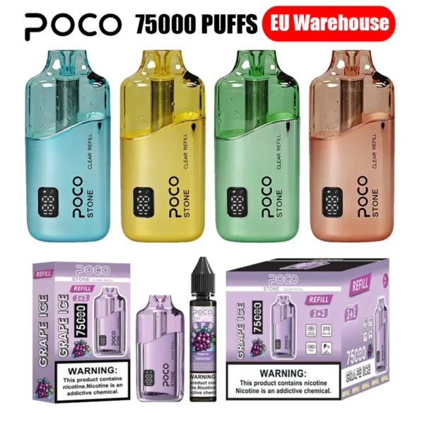 POCO 75K Puffs Stone Vape Desechable Cristal Recargable 75000 con 40ml de Líquido Almacén UE
