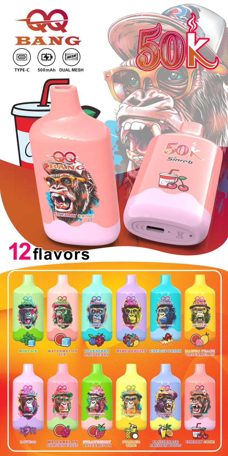 QQ Bang 50000 Puffs 50k Vape Desechable Barato Precio Venta Al Por Mayor Envío Gratis