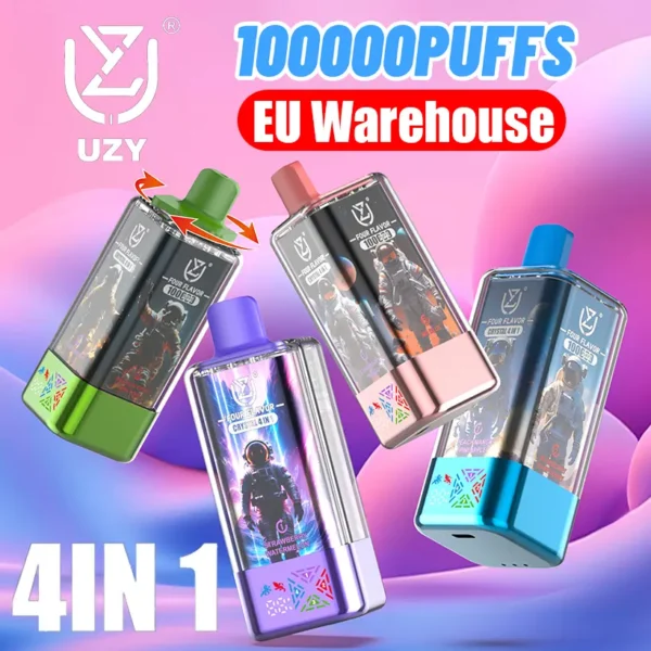 UZY 100K Puffs 4 en 1 Cuatro Sabores Vape Desechable 100000 Entrega Rápida Almacén UE