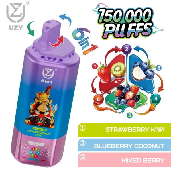 UZY 150K Caladas 6 en 1 Sabores Vape Desechable 150000 Envío Gratis Almacén UE