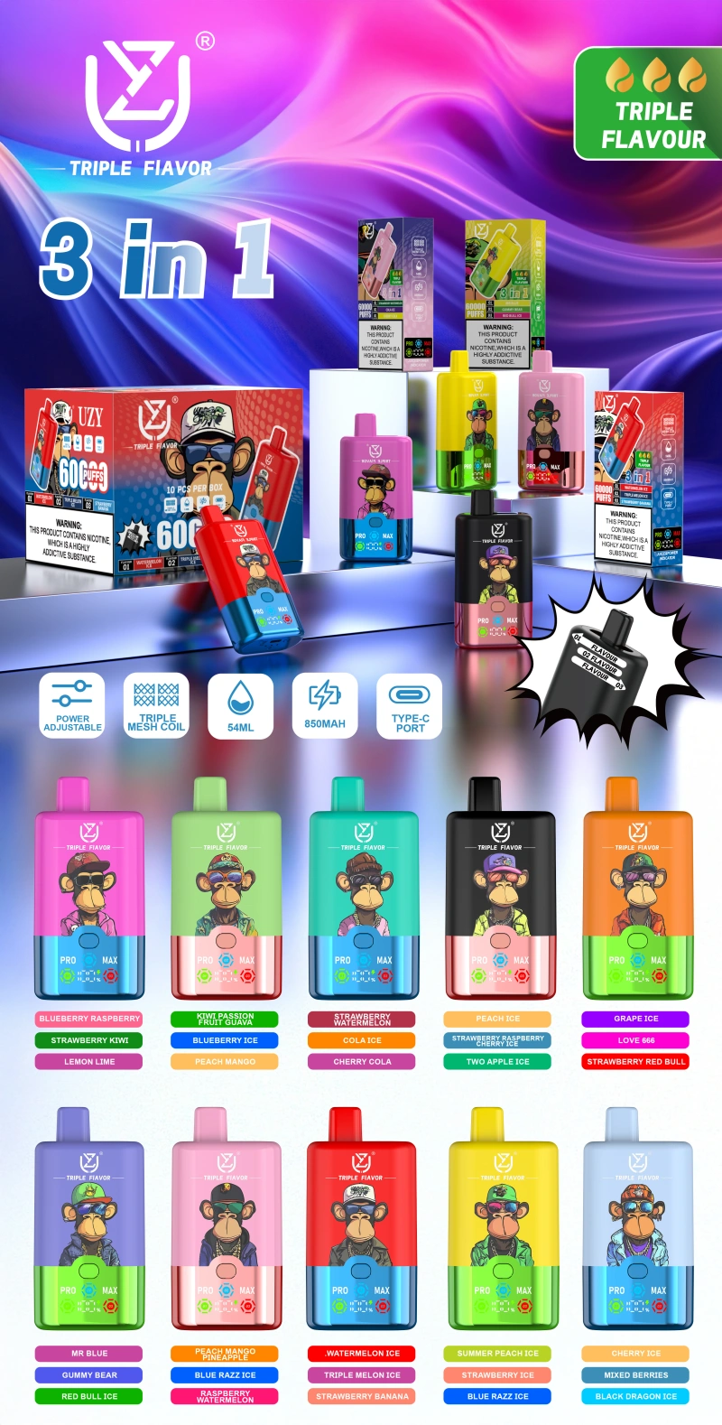 UZY 60K Puffs 3 en 1 Mejor Vape Desechable 60000 Envío Gratis Almacén UE 16 UZY 60K Puffs 3 en 1 Mejor Vape Desechable 60000 Envío Gratis Almacén UE