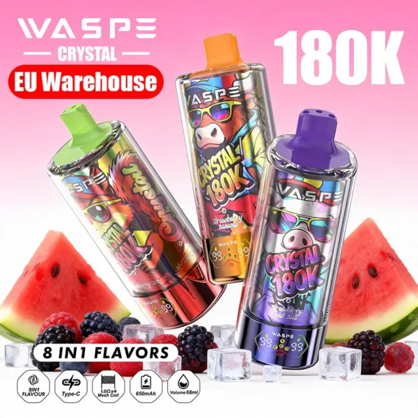 WASPE 180K caladas 8 en 1 Vape desechable Crystal 180000 Envío gratis desde almacén de la UE