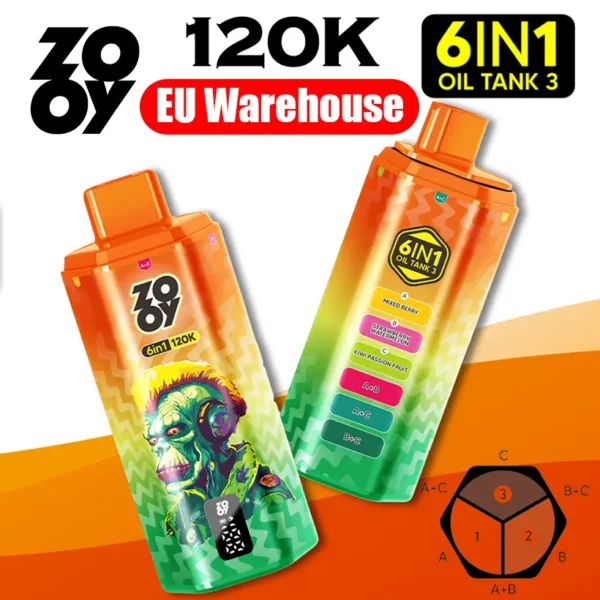 ZOOY 120K Puffs 6 en 1 Vape desechable 120000 Envío gratis desde almacén de la UE