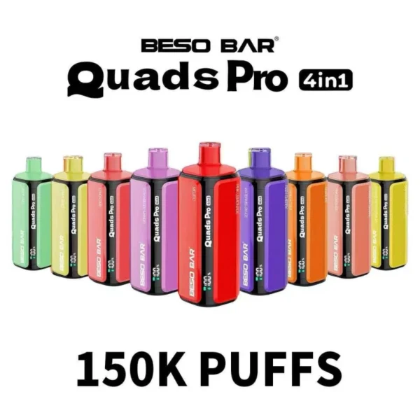 BESO BAR Quads Pro 150K Puffs 4 en 1 Vape Desechable con Sabores de Fruta Envío Gratis