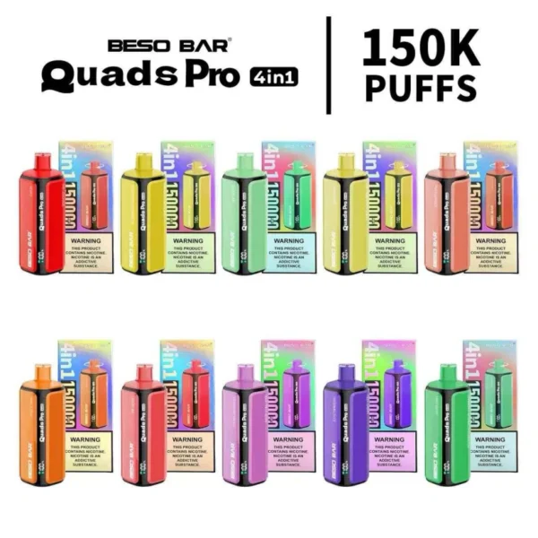 BESO BAR Quads Pro 150K Puffs 4 en 1 Vape Desechable con Sabores de Fruta Envío Gratis