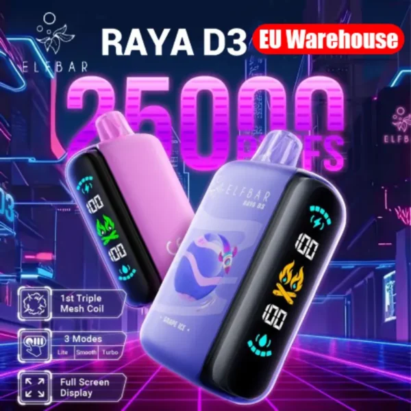ELF BAR 25K Puffs 25000 RAYA D3 Vape Desechable Almacén UE