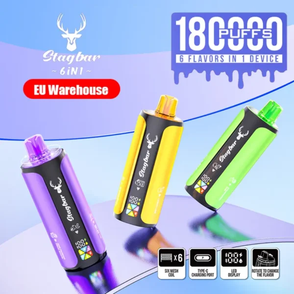Almacén UE Stagbar 180k Puffs Vape Desechable 4 en 1 Venta al por Mayor Envío Gratis