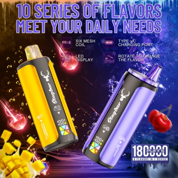 Almacén UE Stagbar 180k Puffs Vape Desechable 4 en 1 Venta al por Mayor Envío Gratis