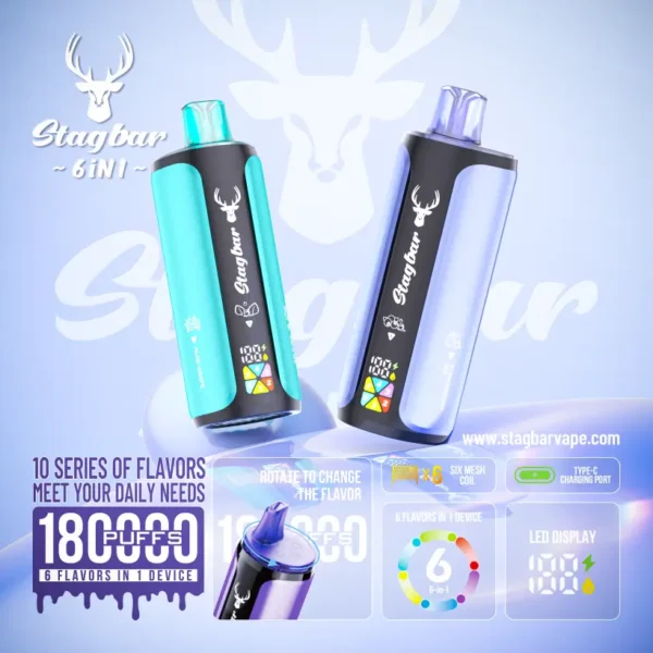 Almacén UE Stagbar 180k Puffs Vape Desechable 4 en 1 Venta al por Mayor Envío Gratis