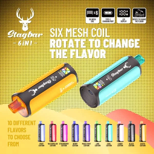Almacén UE Stagbar 180k Puffs Vape Desechable 4 en 1 Venta al por Mayor Envío Gratis