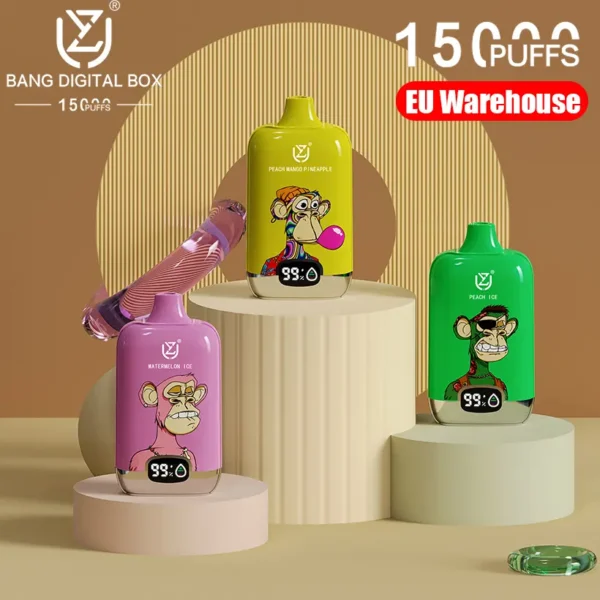 Almacén UE UZY 15K Puffs 15000 Bang Caja Digital Vape Desechable Envío Gratuito