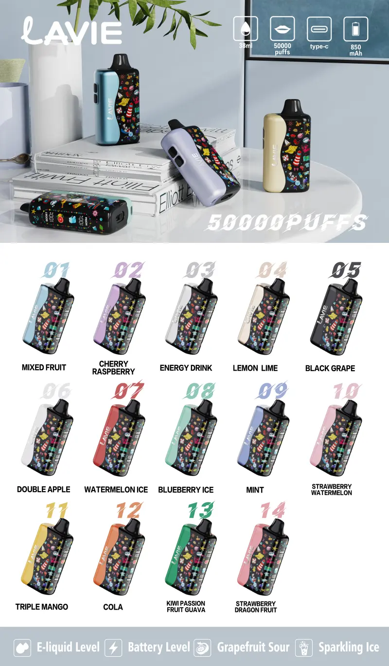 Lavie 50K Puffs 50000 Mejor Cigarrillo Electrónico Desechable Venta Al Por Mayor Envío Gratuito