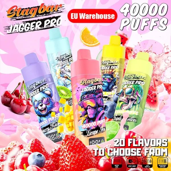 Stagbar Jagger Pro 40K Puffs 40000 Cigarrillo Electrónico Desechable Venta Al Por Mayor Almacén UE