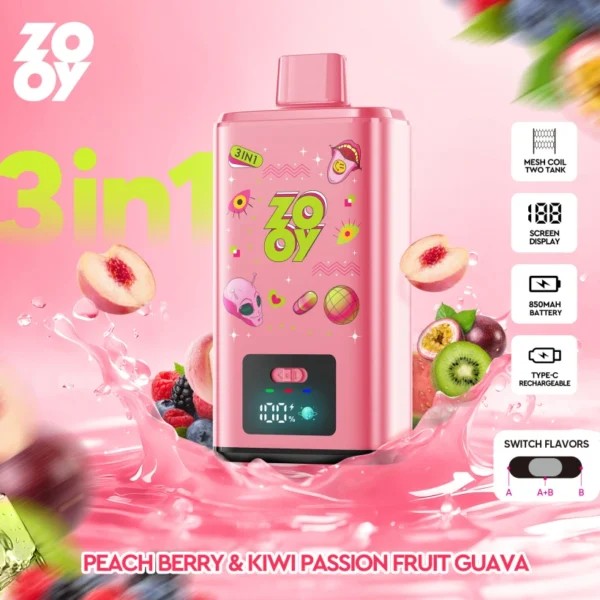 Zooy 150K Puffs 150000 Sabores Triples Vape Desechable 3 En 1 Venta Al Por Mayor Almacén De La UE