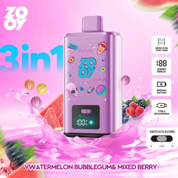 Zooy 150K Puffs 150000 Sabores Triples Vape Desechable 3 En 1 Venta Al Por Mayor Almacén De La UE