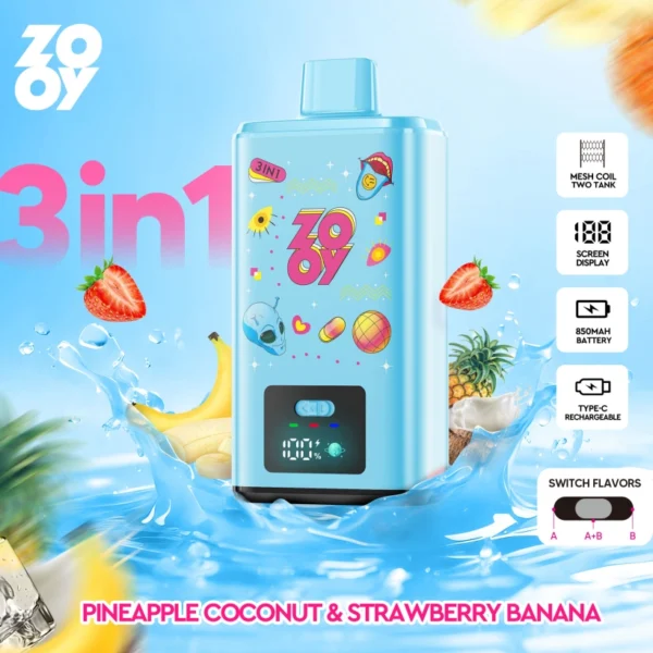 Zooy 150K Puffs 150000 Sabores Triples Vape Desechable 3 En 1 Venta Al Por Mayor Almacén De La UE