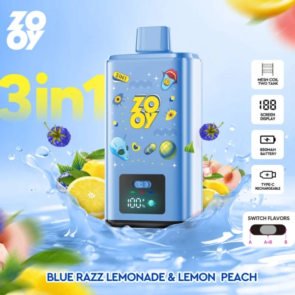 Zooy 150K Puffs 150000 Sabores Triples Vape Desechable 3 En 1 Venta Al Por Mayor Almacén De La UE