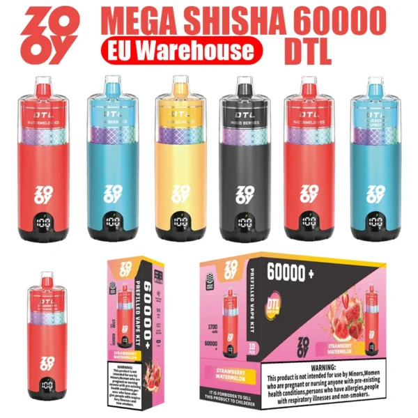 ZOOY Mega 60K Puffs 60000 DTL Shisha Cigarrillo Electrónico Desechable Venta Al Por Mayor Almacén UE