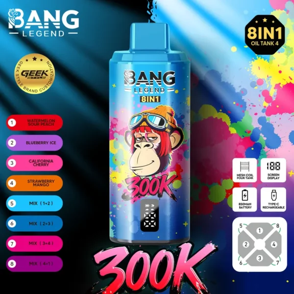 Bang Legend 300000 Caladas 8 en 1 Sabores Vaper Desechable Online Envío Gratis