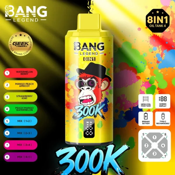 Bang Legend 300000 Caladas 8 en 1 Sabores Vaper Desechable Online Envío Gratis