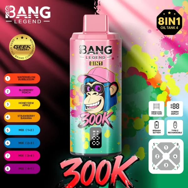 Bang Legend 300000 Caladas 8 en 1 Sabores Vaper Desechable Online Envío Gratis